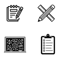 School education backpack globe book graduation hat study icons set with line art vector