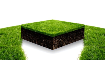 Grassy section of soil displayed in a detailed illustration.
