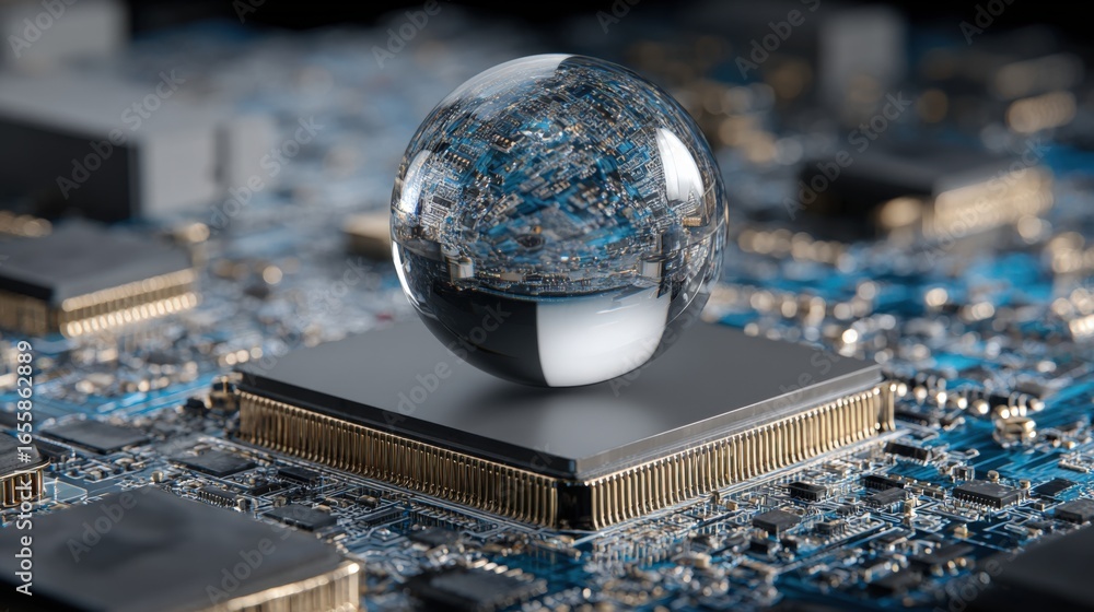 Poster crystal ball on microchip: innovative technology and data analysis for modern computing solutions