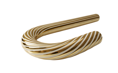 Golden ear cuff with swirling lines isolated on transparent background
