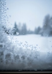 Winter Scene Through Frosted Window.