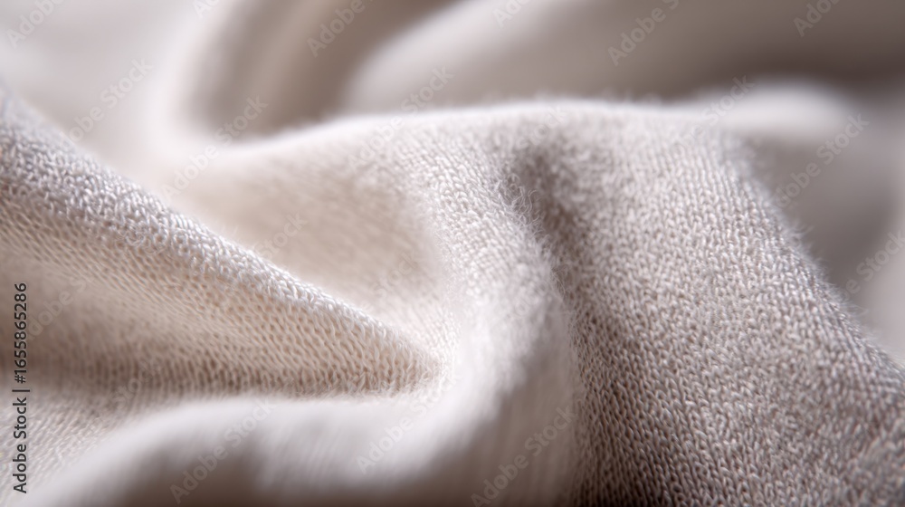Poster delicate fabric texture: close-up of soft white textile with gentle folds and subtle patterns
