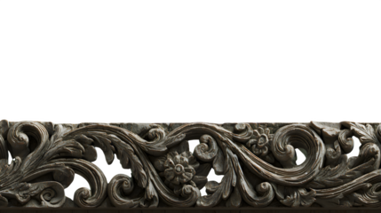 Ornate stone carving detail, isolated on transparent background