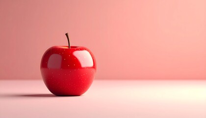 Obraz premium Red Apple Pink Background Minimalist.