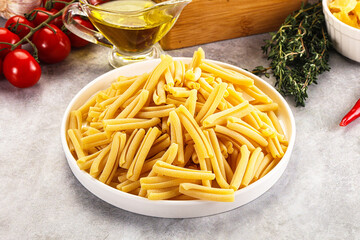 Raw dry Italian pasta - casarecce
