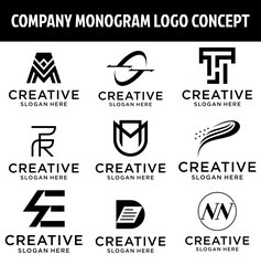 Set of monogram logo design letter symbol.