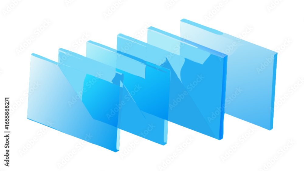 Poster abstract blue glass panes layers background vector illustration design element for presentation and 