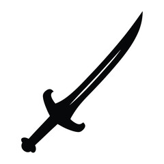 Black silhouette of a curved sword on a   image