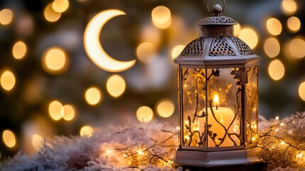 Charming Lantern Aglow for Ramadan Celebrations with Crescent Moon
