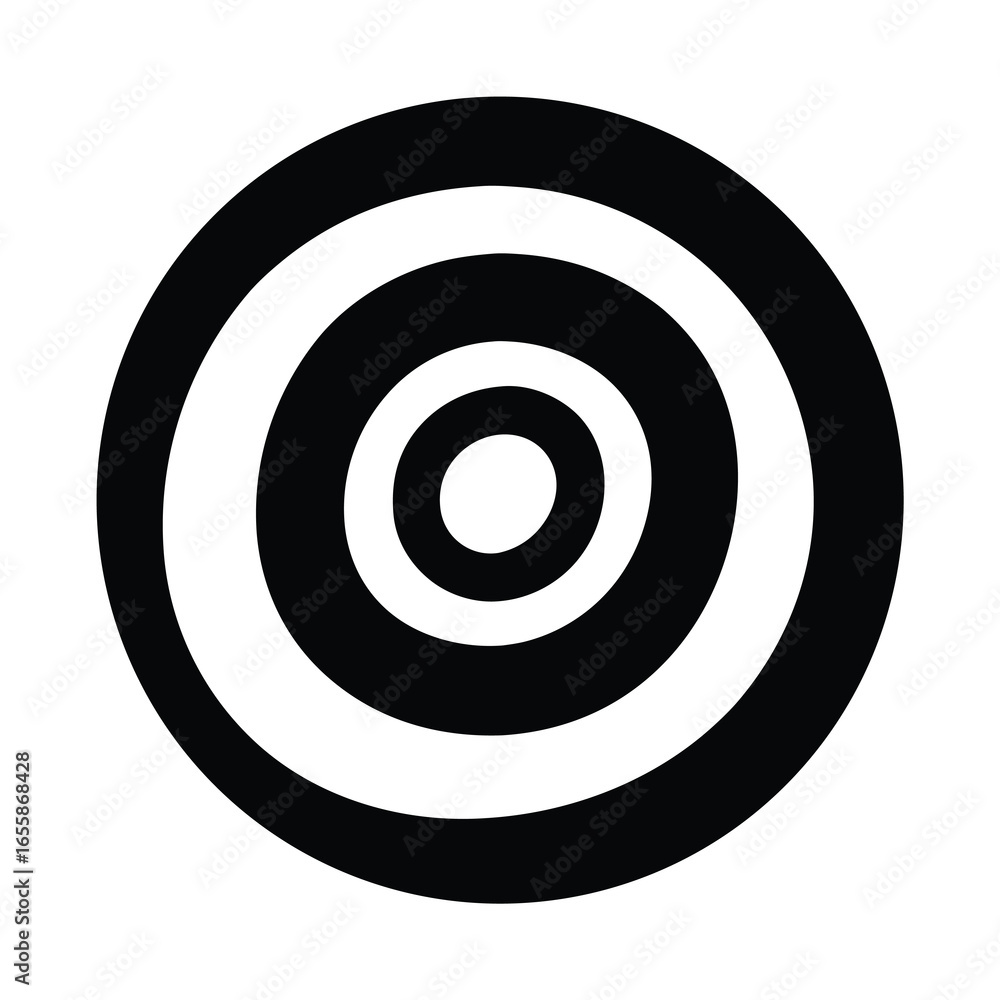 Poster concentric circles in black and white, creating a target or focus point