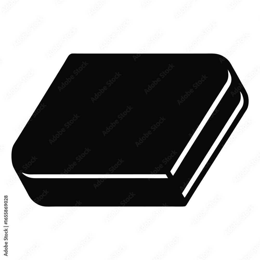 Poster simple black and white isometric geometric shape with rounded edges and layers