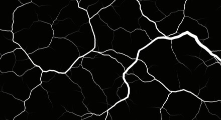 Cracked black surface with white lines resembling lightning or fissures