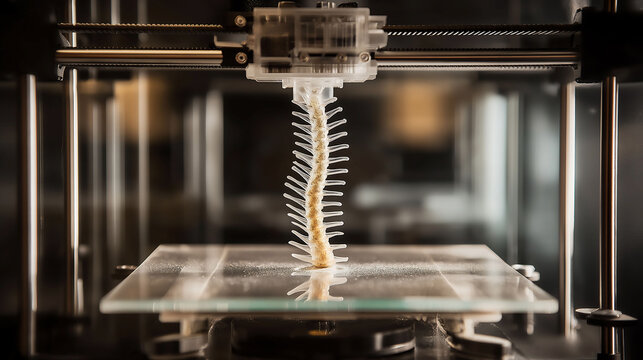 Human spinal cord in 3d printed from medical, Human spinal cord with complex biological