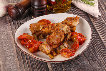 Baked lamb ribs with vegetables