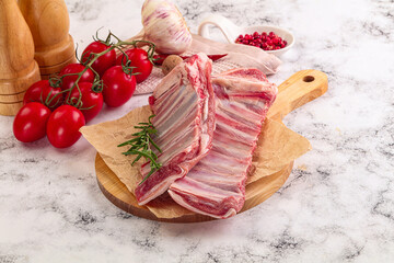 Raw lamb ribs rack for cooking