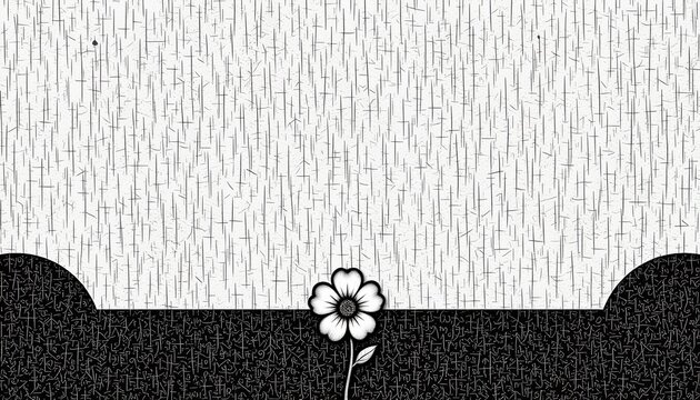 Black and white flower at baaa artistic nature illustration minimalist design contemporary art floral viewpoint