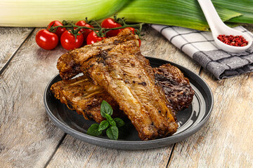 Tasty roasted pork ribs with spices