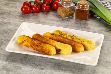 Crispy breaded mozarella cheese sticks