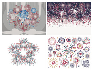 Colorful fireworks illustration for celebration isolated on white background and festive events