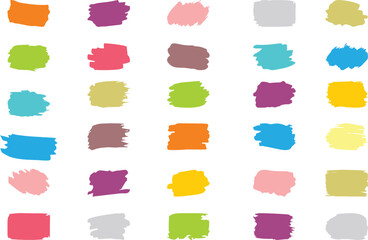 Paint Brush Strokes Set or Ink Splatter on white background. Trendy modern graphic design banner story post, social media, event poster, greeting card, celebration, flyer, party or invitation. EPS 10.