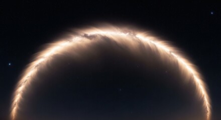 Fototapeta premium Ring of glowing clouds in the night sky with stars