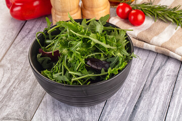 Fresh green ruccola salad leaves