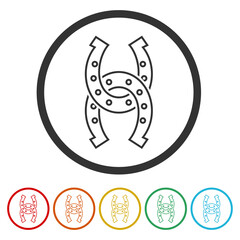 Horseshoe icon sign. Set icons in color circle buttons