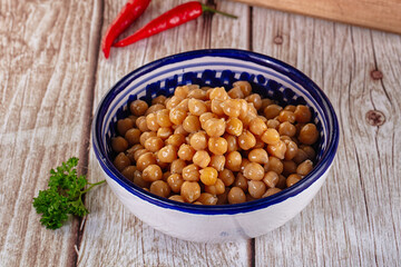 Boiled chickpea beans in the bowl