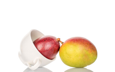 Sweet juicy mango isolated on white background, close-up.