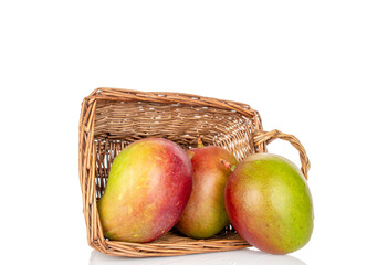 Sweet juicy mango isolated on white background, close-up.