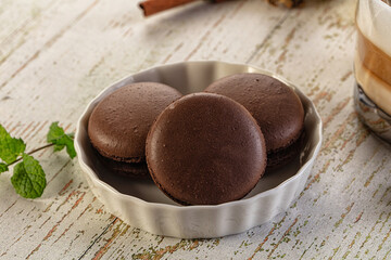 Sweet tasty almond dessert - chocolate macaroon