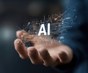 AI automation and API automation. Data transfer through system integration. Intelligent process automation technology solutions. Businessman using lap