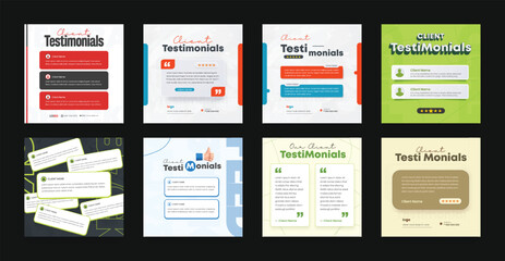 Client feedback social media post template. Customer feedback testimonial social media post web banner bundle design.