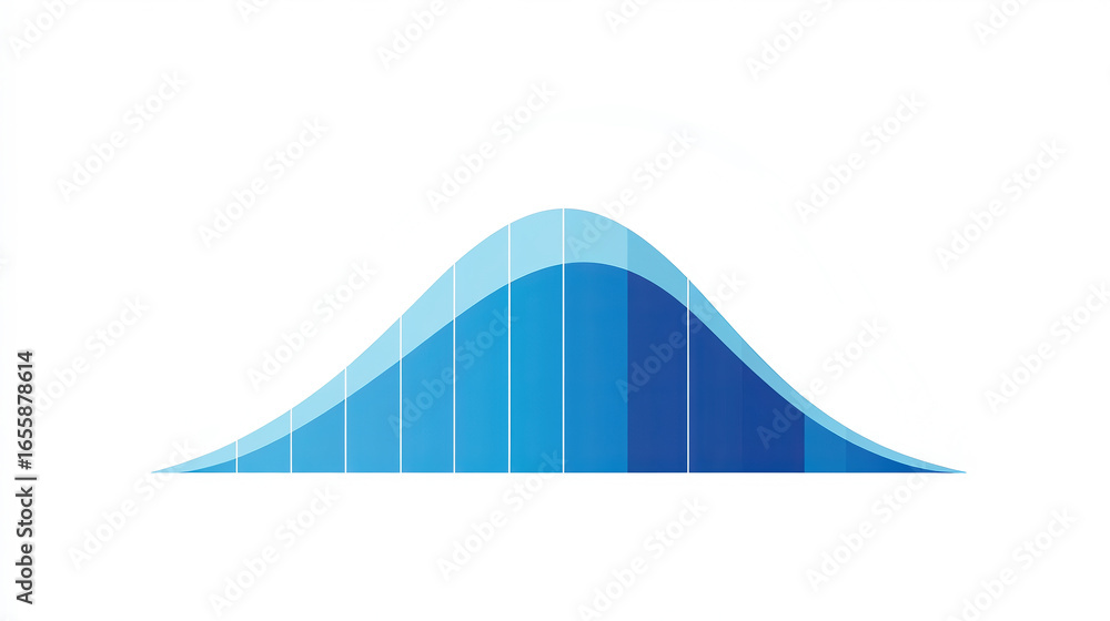Poster a smooth, blue gradient curved graph representing data distribution, showcasing varying shades of bl