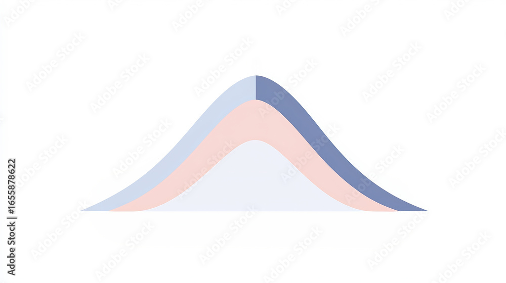 Aufkleber a minimalist graphic showing layered curves in soft colors, representing data or statistical distrib