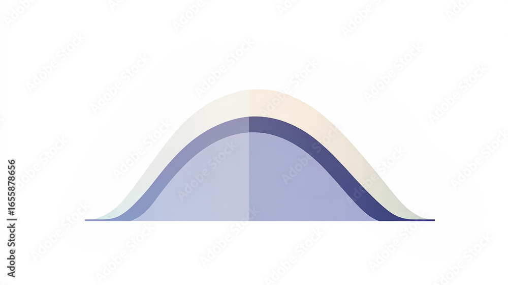 Aufkleber illustration of overlapping normal distribution bell curves in soft gradient colors, symbolizing pro