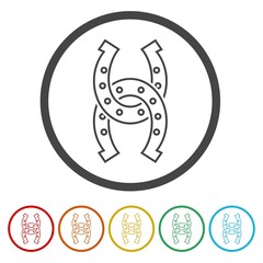 Horseshoe icon sign. Set icons in color circle buttons