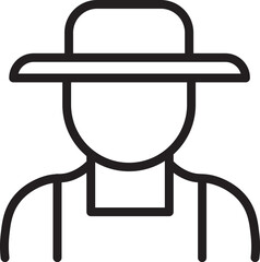 Farmer hat outline avatar person agriculture rural worker male simple Farmer avatar outline with hat representing agriculture worker rural area simple and minimalistic style suitable for farming