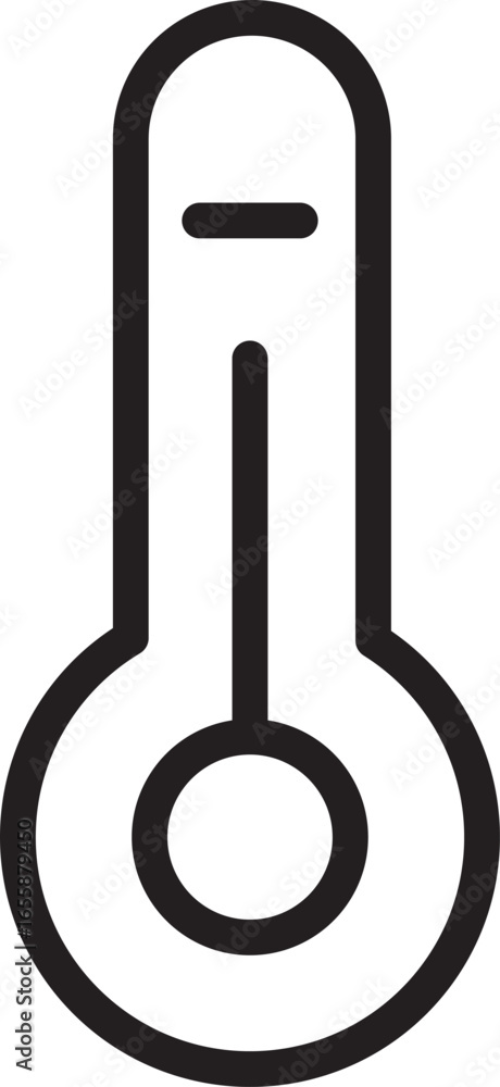 Poster thermometer icon black outline simple design temperature measurement isolated on transparency backgr