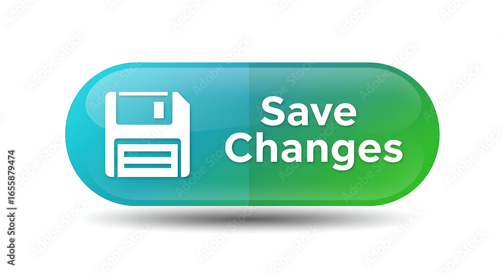 Aufkleber save changes button with floppy disk icon glossy style