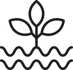 Plant leaf water agriculture growth nature eco organic environment line icon outline symbol farming botanical garden fresh green natural ecology wave soil spring seedling flora minimal simple