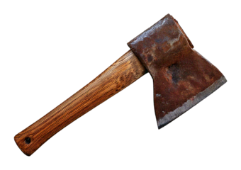 Rusty Old Axe isolated on transparent or white background