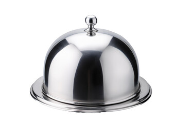 Silver cloche isolated on a transparent or white background
