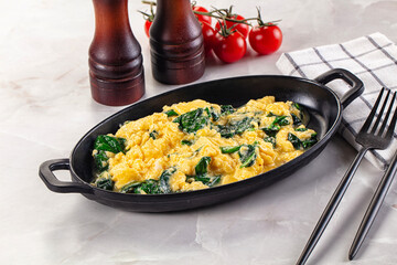 Omelette with spinach for breakfast