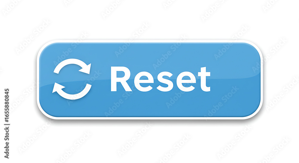 Poster shiny blue reset button with refresh arrows icon