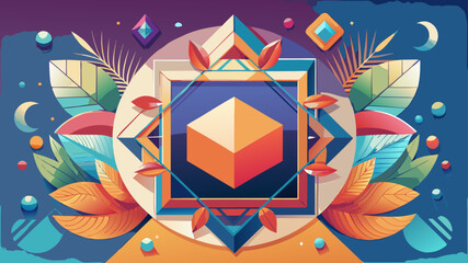 Simple template featuring abstract geometric shapes, forming balanced frame for your message. Design radiates harmony, offering versatile layout adaptable for flyer, poster, or cover, enhancing elegan