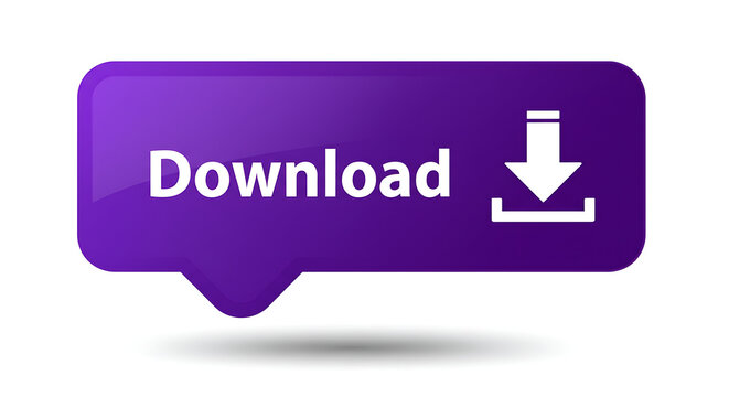 Purple Download Button with White Arrow and Transparent Background