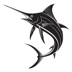 black swordfish Silhouette Vector, High Quality Illustration on White Background