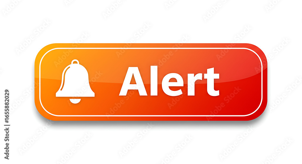 Poster vibrant alert button with bell icon for notifications and user interface