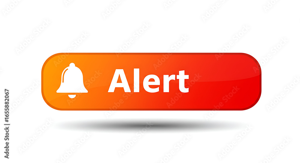 Poster vibrant red alert button with notification bell and bold text